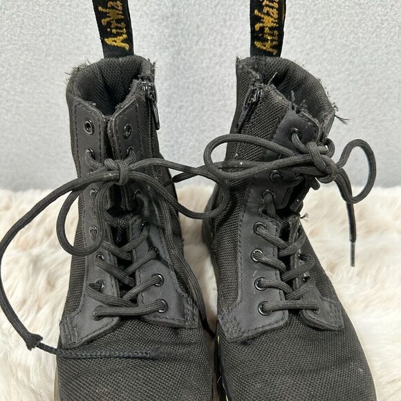 Dr. Martens Boots Kids 1 AirWair Junior Combs‎ Black Canvas Lace Up Side Zip - Picture 4 of 9